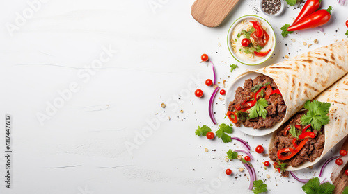 burrito serving isolated on white backdrop 