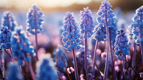 Close-up of blue Muscari also known as grape hyacint photo
