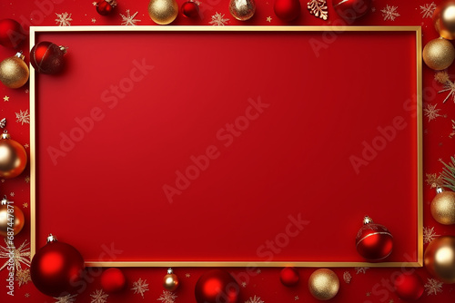 christmas background with balls and red background