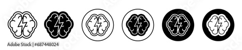 Brainstorming icon. smart human brain or mind thought or idea and dream with creative thinking symbol set. brainstorming of genius mind vector line logo