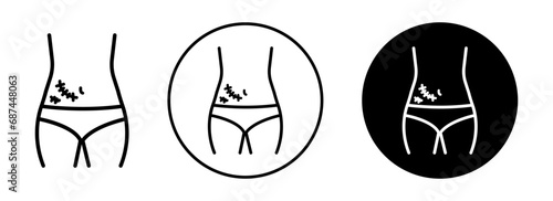 Scar Removal icon. birthmark or pregnancy stretch mark removal cream or gel symbol set. skin scar or injury birthmark recovery cream vector line logo. surgery stitch or scar removal body gel sign.