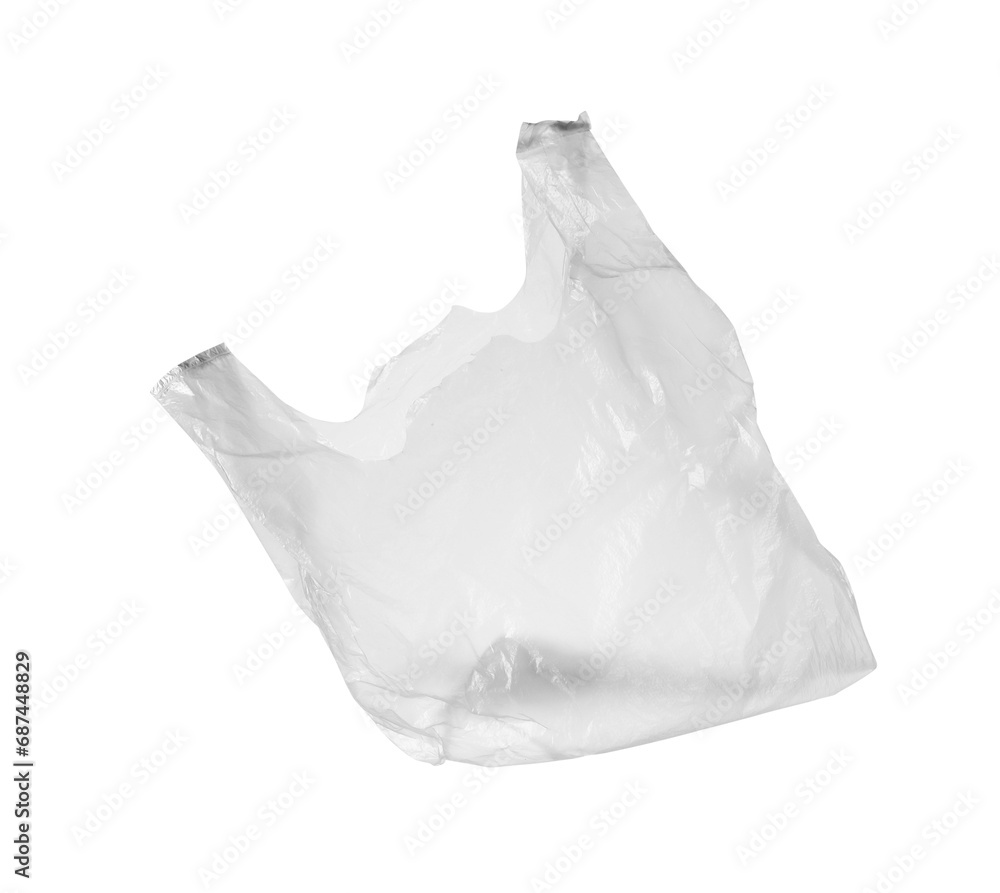 One empty plastic bag isolated on white One empty plastic bag isolated on white