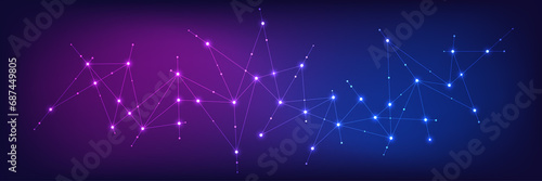 Abstract technology background with connecting the dots and lines. Global network connection, internet technology and digital communication concept