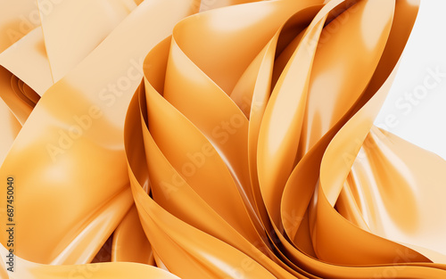 Abstract background with folded textile ruffle, abstract curves, fashion wallpaper, 3d rendering.