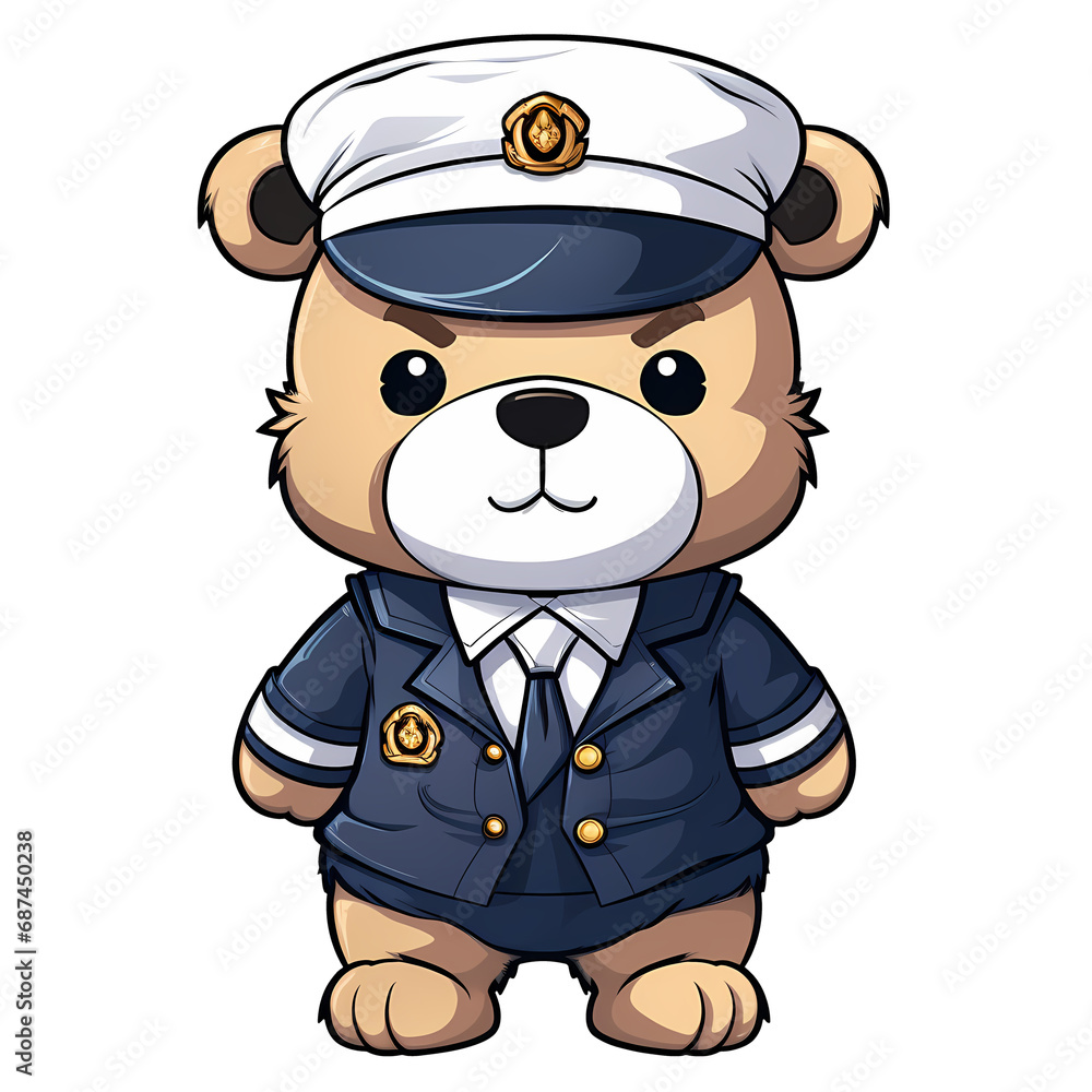 Obraz premium Cute Teddy Bear Air Force Clipart Illustration