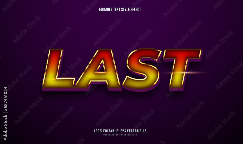 Editable text effect shiny color. Text style effect. Editable fonts vector files.