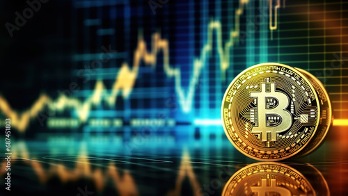 Bitcoin Cryptocurrency with Trading Market Data Charts