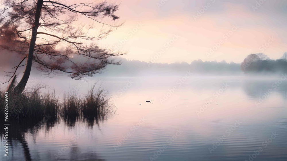a serene lake at dawn a serene lake at dawn