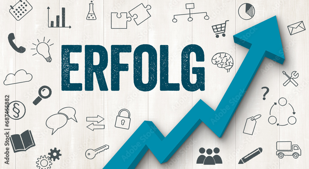 Pfeil und Icons mit Text - Erfolg Pfeil und Icons mit Text - Erfolg