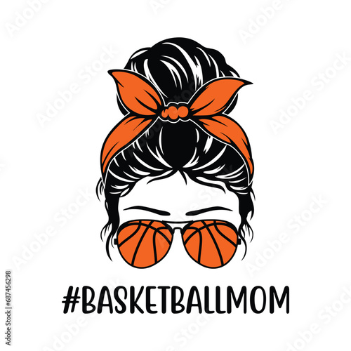Basketball Mom Messy Bun Shirt, Basketball Mom shirt, messy bun vector, Basketball shirt print template