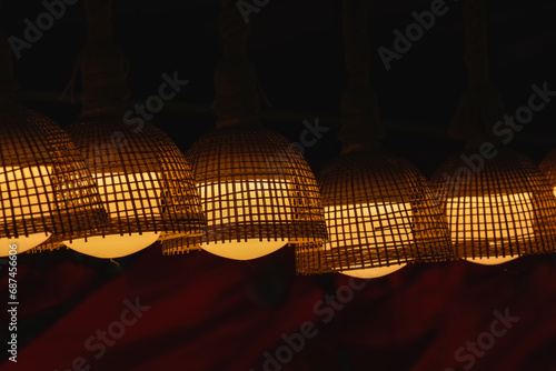 Bamboo ceiling lamp with clipping path