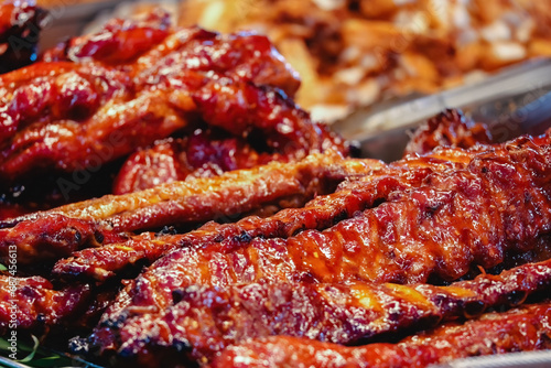 Smoked pork ribs with BBQ sauce