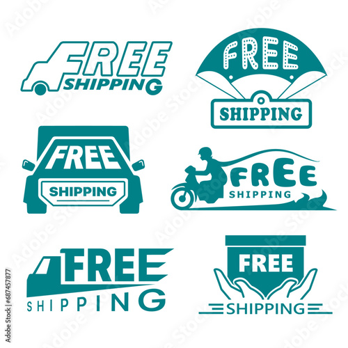 Free shipping logo set useful icon for ecommerce digital marketing online selling advertising commercial business shop design vector element photo