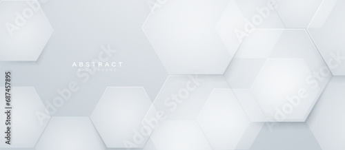 Modern abstract white hexagonal background. Minimal trendy clean geometry banner. Vector illustration photo