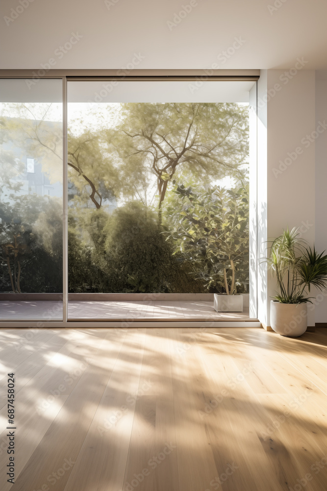 Fototapeta premium Elegant Urban Living: Modern Scandinavian Style, Minimalist Design, and Prestige with a View