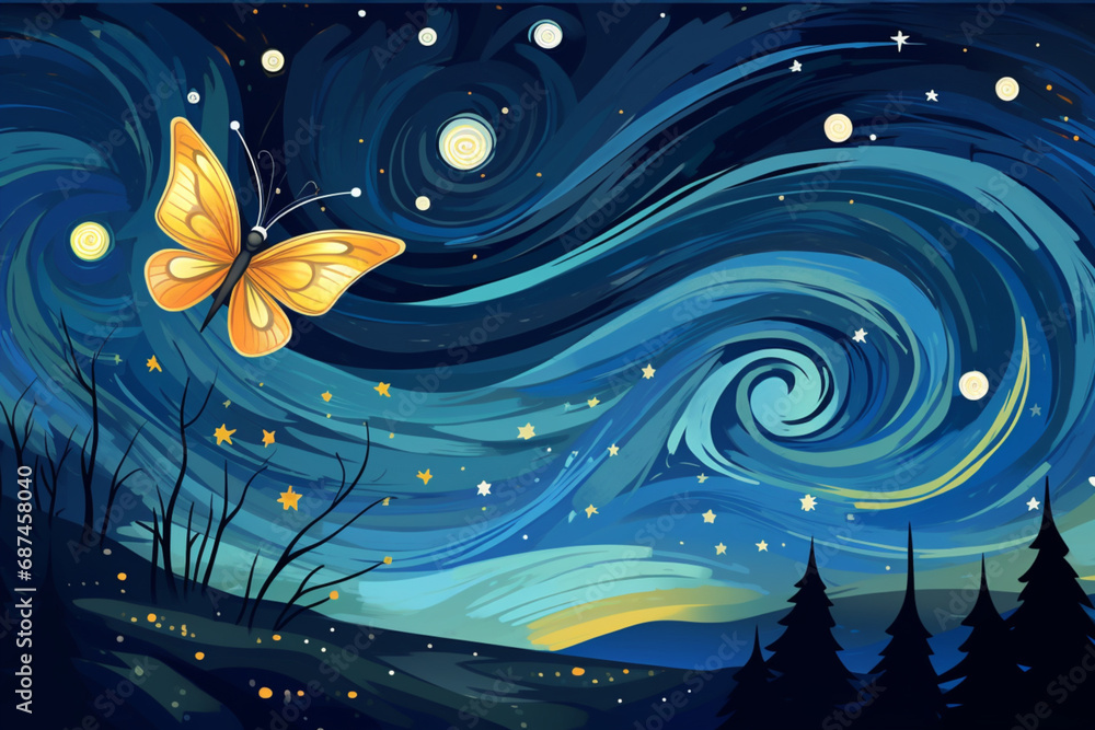 Butterfly Whirl - Enchantment in the Starry Night