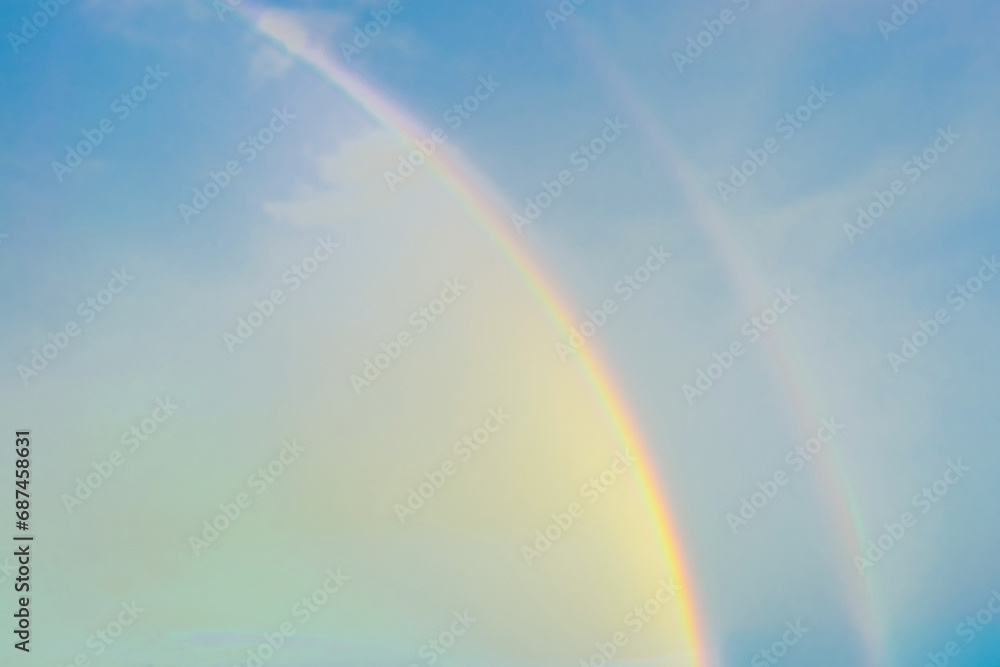 Rainbow, water, sky after rain