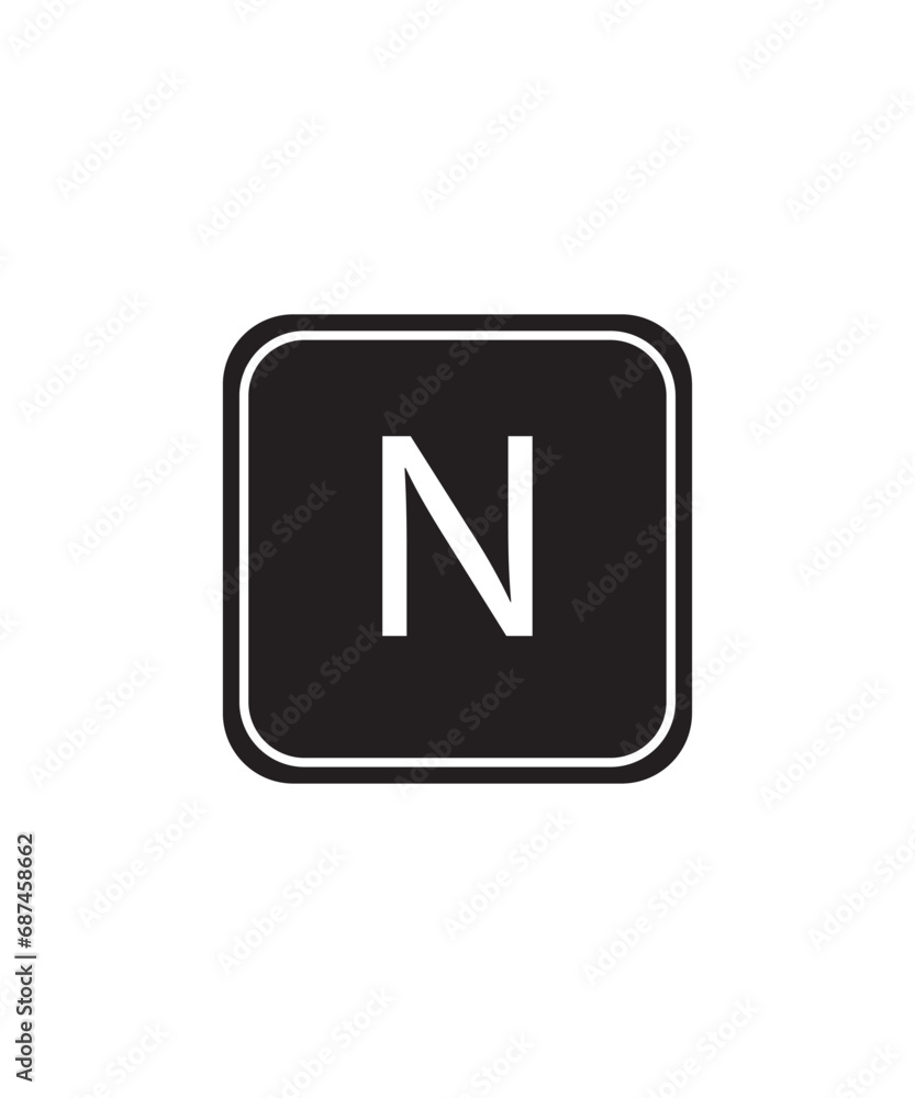 N button icon, vector best flat icon. N button icon, vector best flat icon.