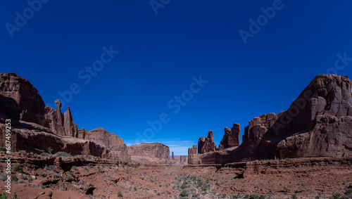 view from Park Ave, Park Avenue Viewpoint in Arches National Park, Moab, Utah, USA, travel usa and north america