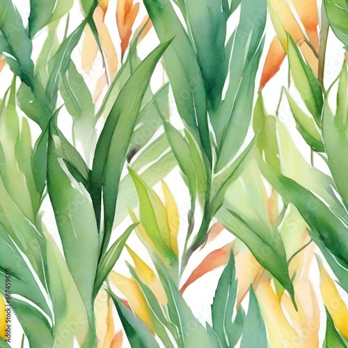 green leaves watercolor