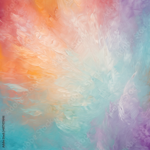 An abstract painting with the texture of an oil painting painted in pastel rainbow colors