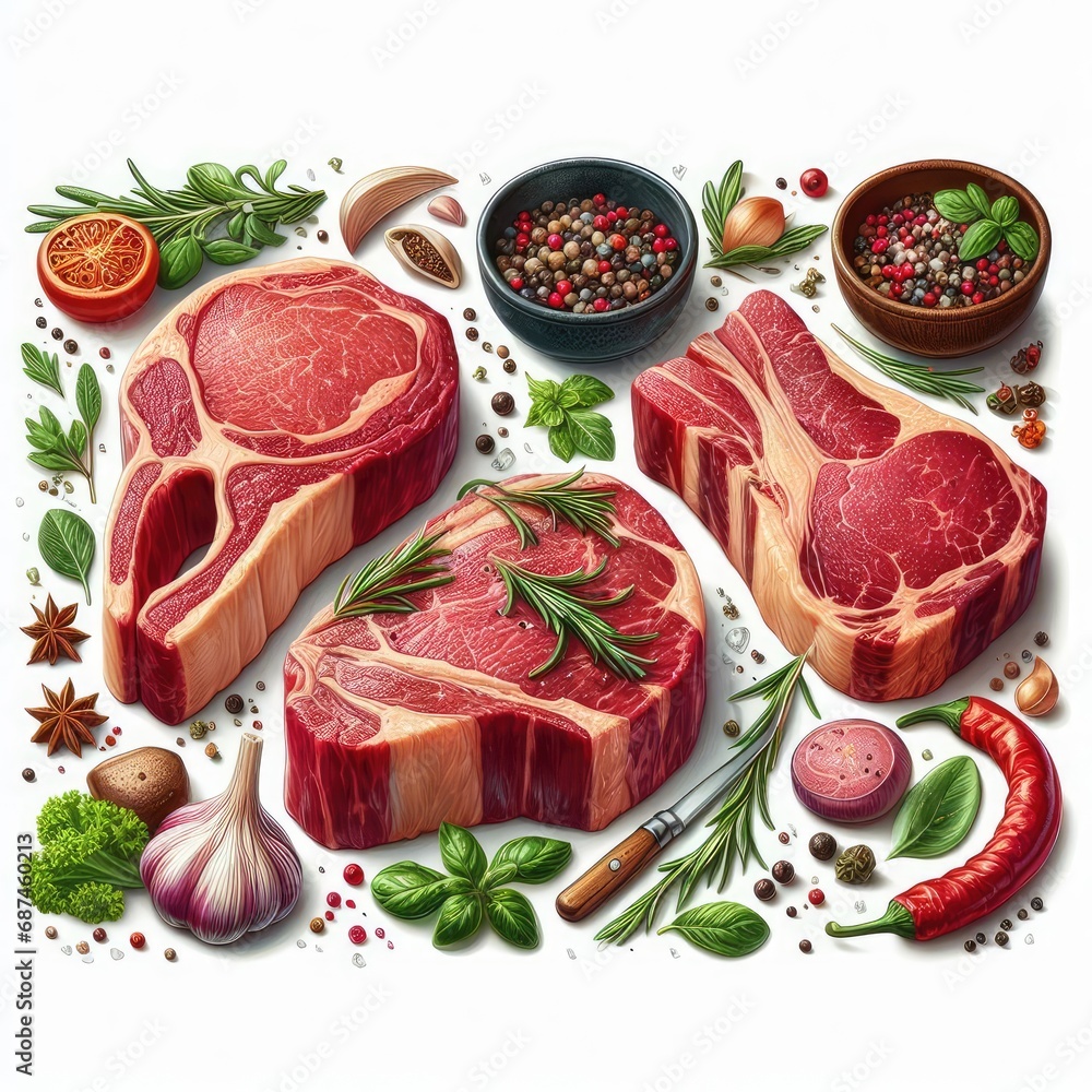 Raw meat, fresh pork vacuum-packed in polythene, isolated on white background. Set of different photos for design. Raw meat, fresh pork vacuum-packed in polythene, isolated on white background. Set of different photos for design.