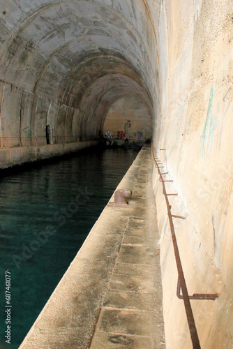 submarine bunker in the Rogacic bay   the island Vis  Croatia