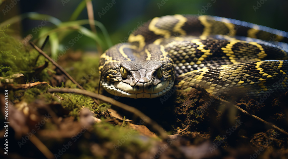 Carpet Python resting in its natural habitat. Carpet Python resting in its natural habitat.