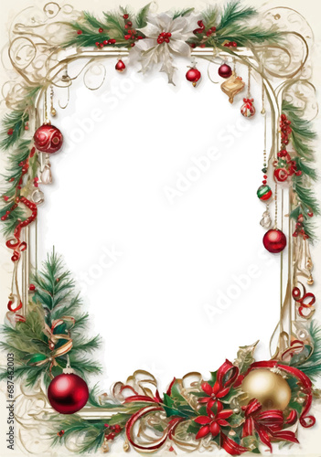 christmas frame with branches