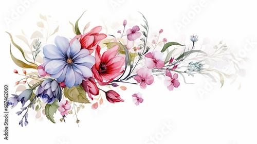 Watercolor Floral Bouquet Corner. spring floral watercolor panting