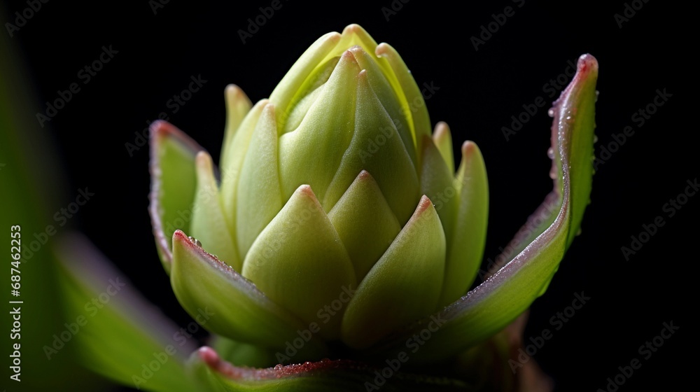 Close-up details of an emerging water lily bud, showcasing the elegance and beauty of the early stages of blooming, background image, AI generated Close-up details of an emerging water lily bud, showcasing the elegance and beauty of the early stages of blooming, background image, AI generated