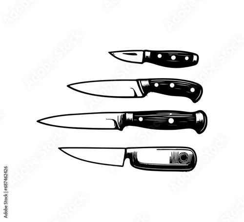Knife set hand drawn vector graphic asset