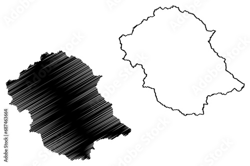 Lienz district (Republic of Austria or Österreich, Tyrol or Tirol state) map vector illustration, scribble sketch Bezirk Lienz map