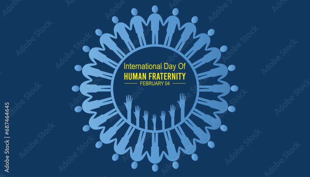 Fototapeta premium Vector illustration on the theme of international day of human fraternity observed each year during February.banner, Holiday, poster, card and background design.