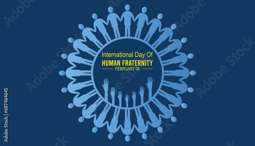 Vector illustration on the theme of international day of human fraternity observed each year during February.banner, Holiday, poster, card and background design.