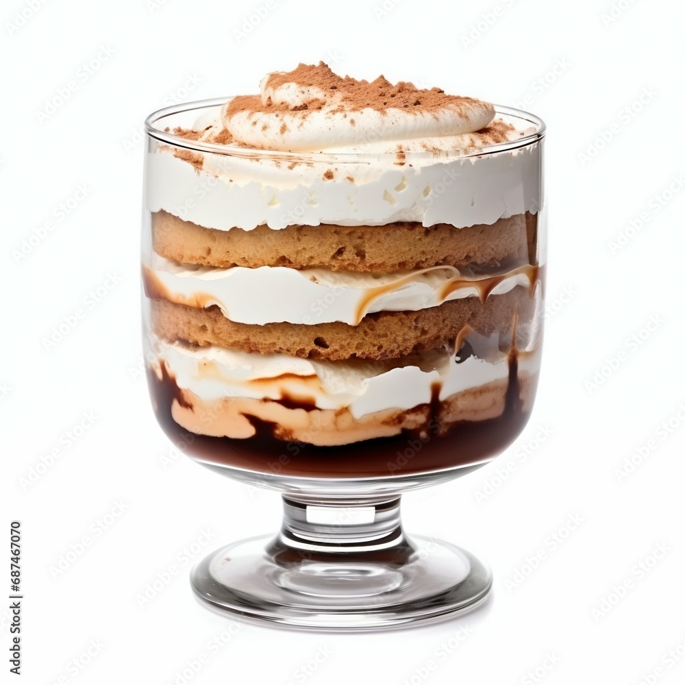 Classic Tiramisu Dessert in a Glass. Generative ai Classic Tiramisu Dessert in a Glass. Generative ai
