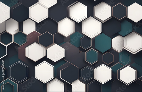 AI-generated abstract artwork showcases hexagons against a dark backdrop, creating a visually striking composition with a harmonious interplay of shapes.