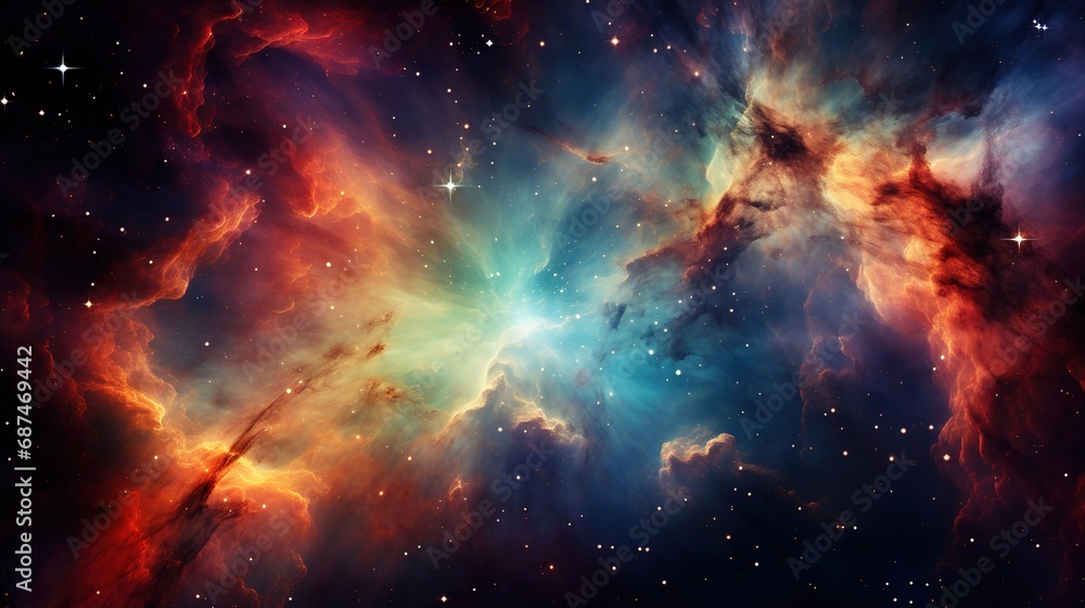 Cosmic Nebula and Starfield - obrazy, fototapety, plakaty 