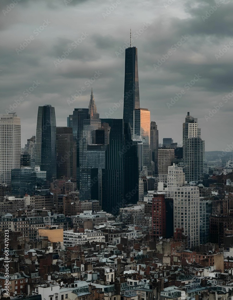 AI generated illustration of a panoramic view of the iconic skyline of New York City