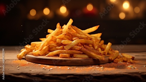 fries with background golden lights