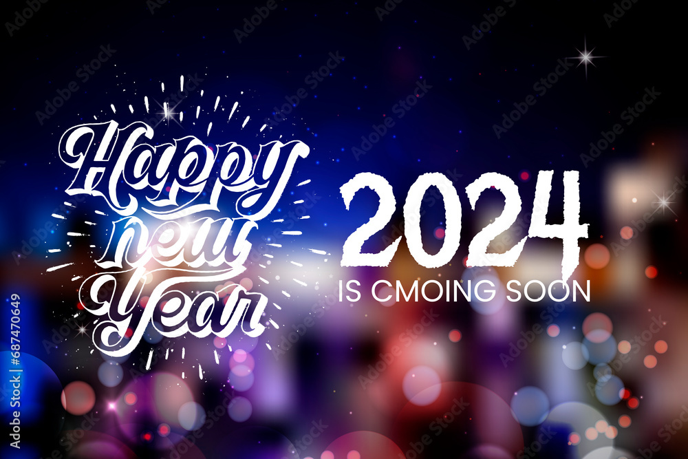 Blurred lights new year 2024 background template