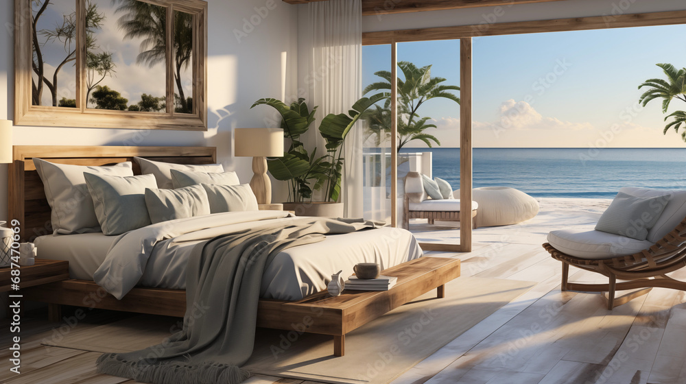 Fototapeta premium Beach luxury bedroom