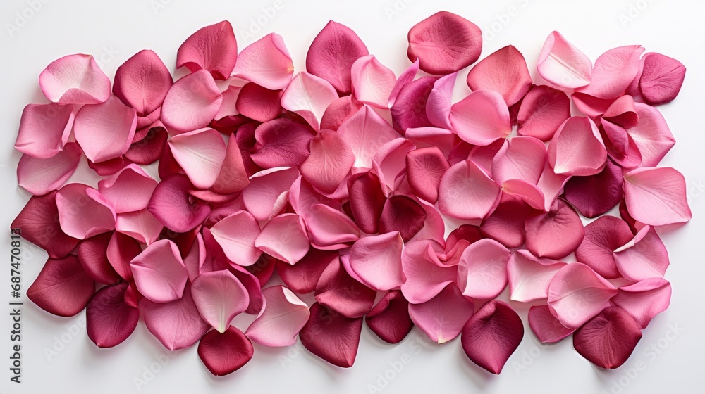 Rose and rose petals on a white background Rose and rose petals on a white background
