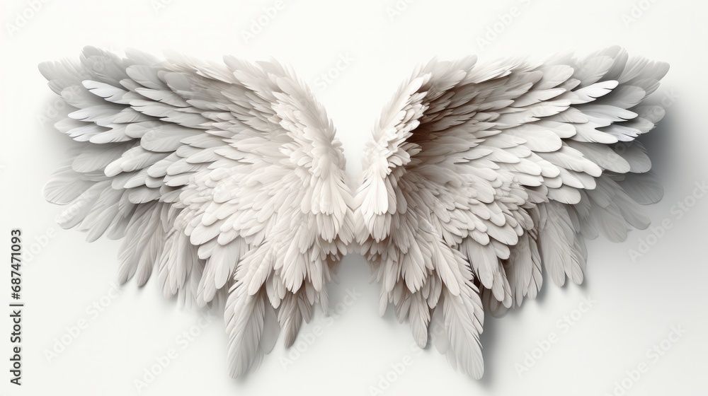 Fototapeta premium White angel wings isolated on a white background
