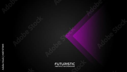 Dark abstract background with Pink glowing geometric shape. Modern shiny pink diagonal rounded Shape pattern. Futuristic technology concept. Suit for poster, banner, brochure, corporate, website