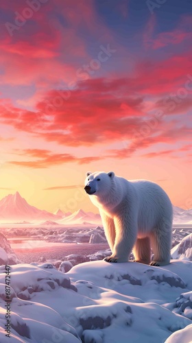 polar bear in a snowy arctic tundra