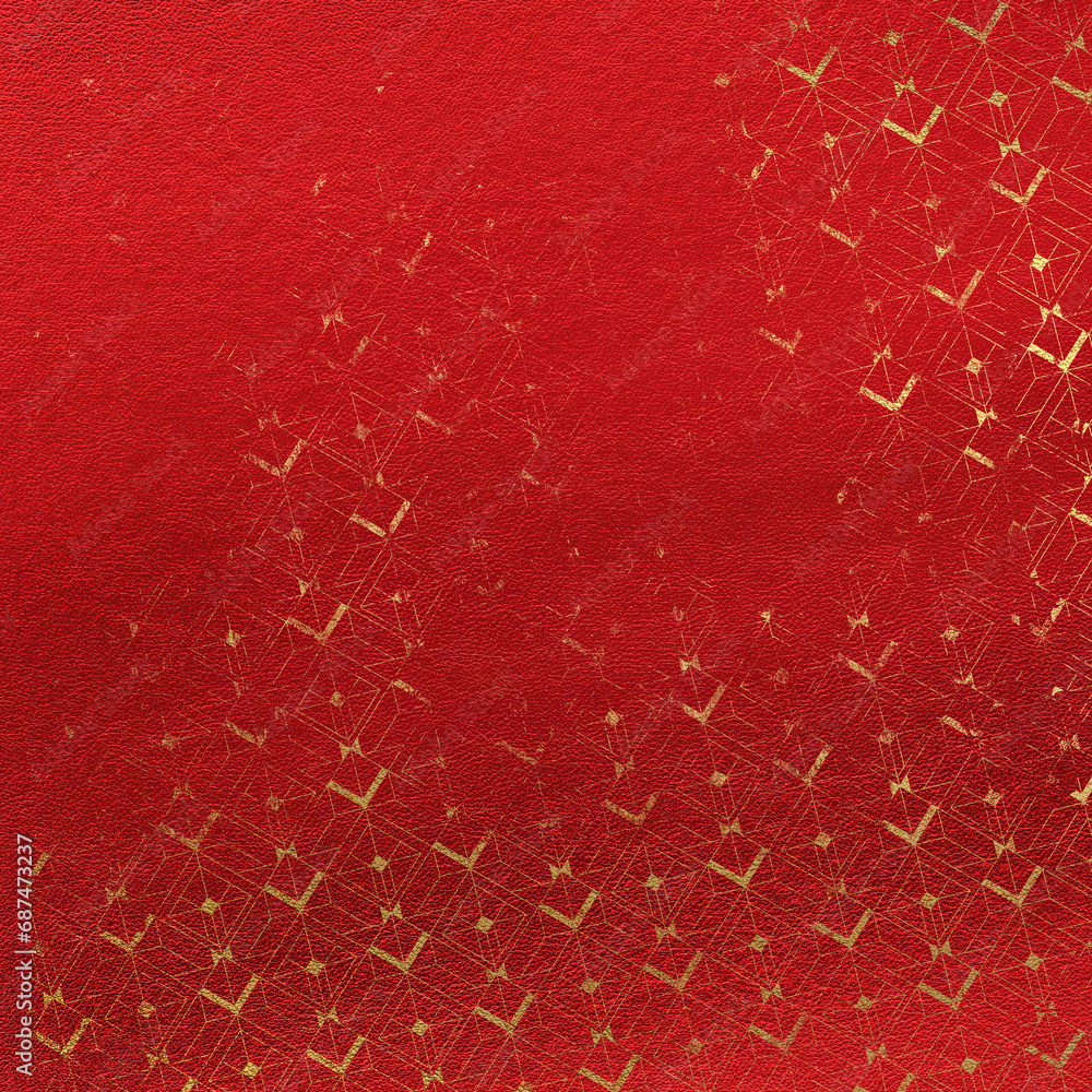 Fototapeta premium Art- Deco shabby abstract background. Red and gold leather scrapbook paper universal use
