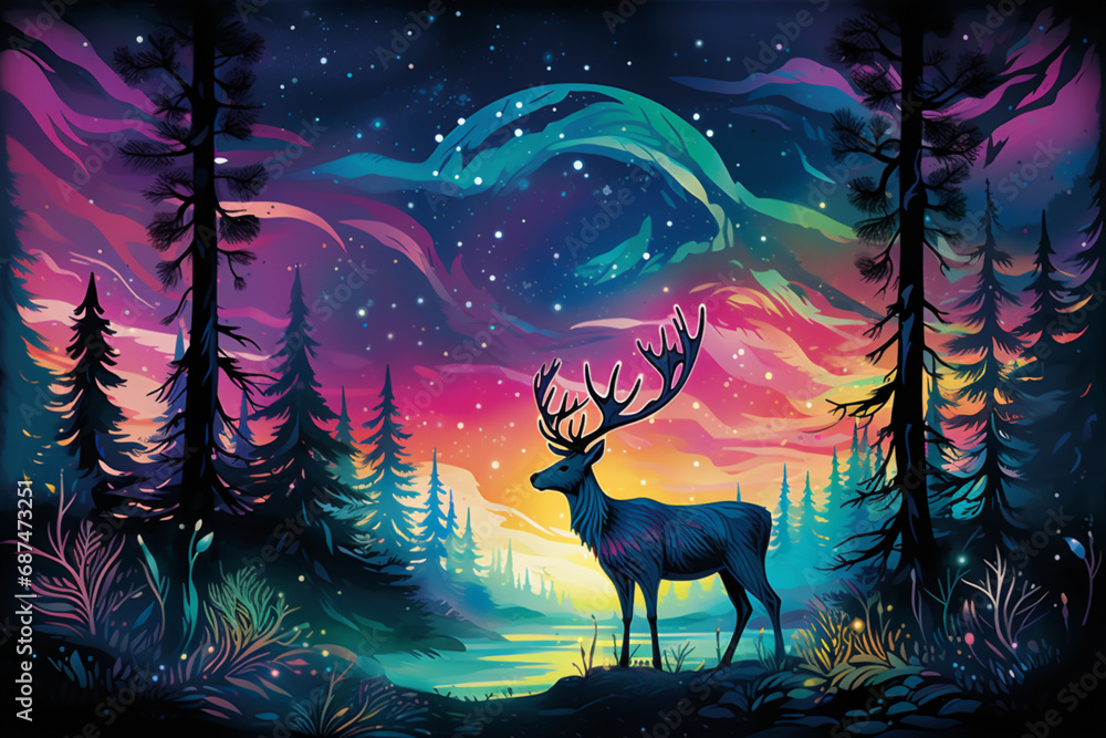 Twilight Majesty- Elk Under the Northern Lights Twilight Majesty- Elk Under the Northern Lights