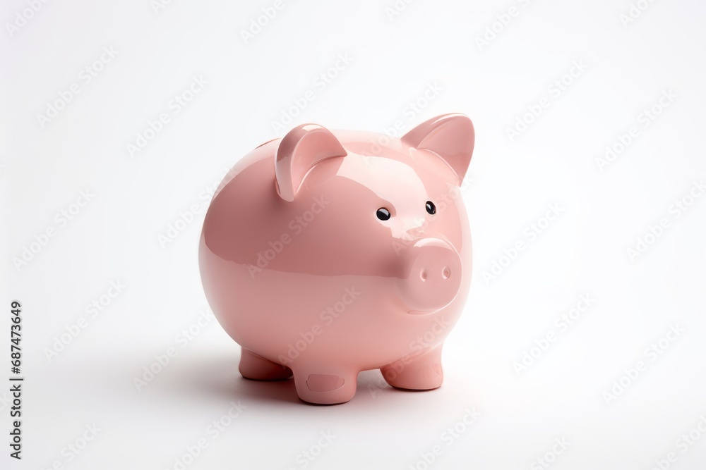 Adorable Pink Piggy Bank Isolated on White Background