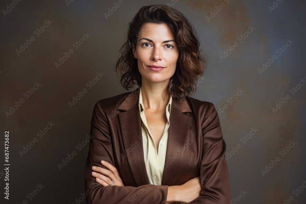 Woman in Brown Blazer on Textured Background Woman in Brown Blazer on Textured Background